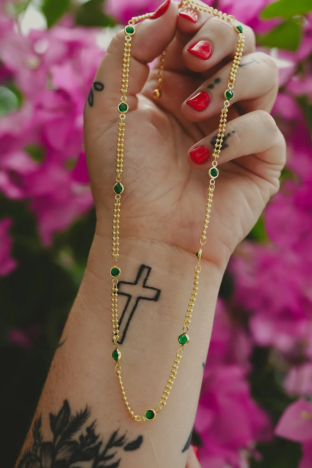 Emerald Horizon Necklace - Green Zirconia