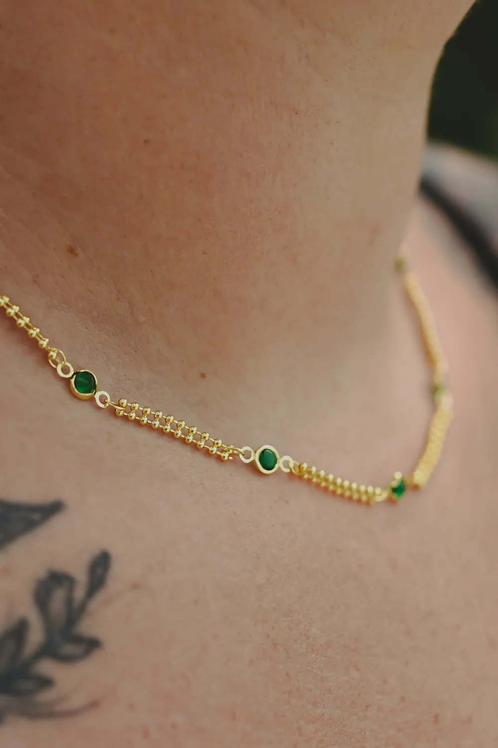 Emerald Horizon Necklace - Green Zirconia