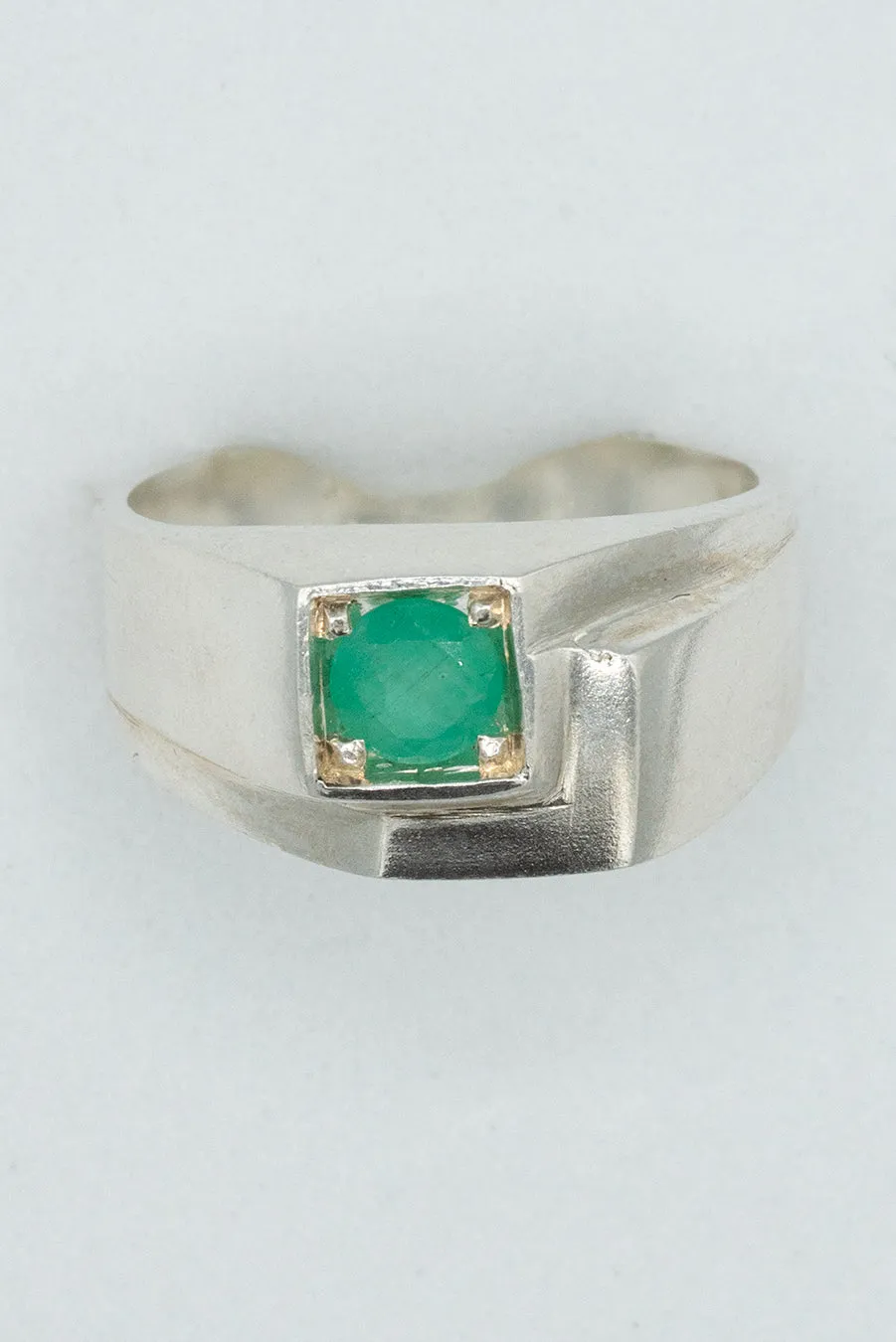 Emerald, sterling silver and Columbian emerald chunky ring