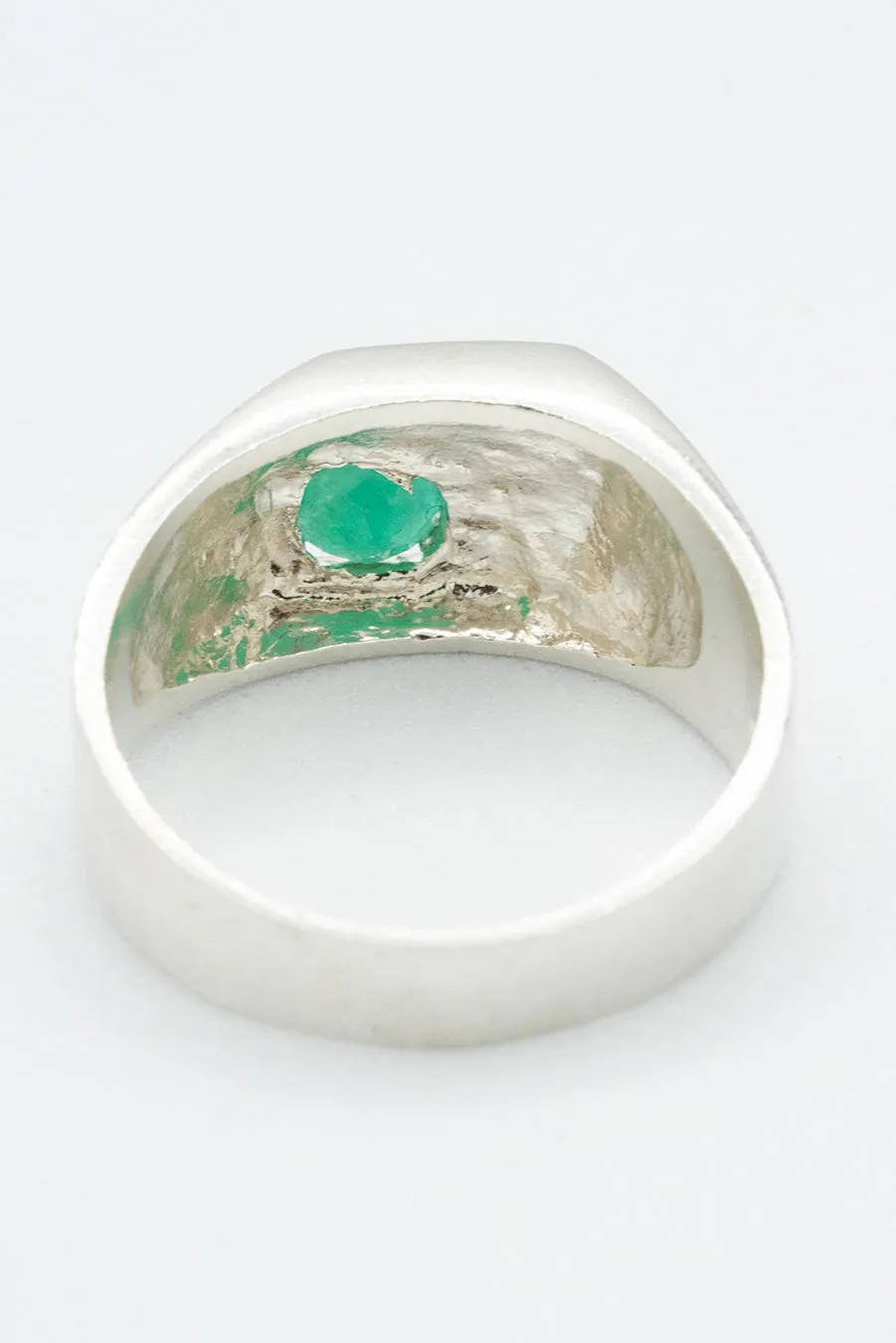 Emerald, sterling silver and Columbian emerald chunky ring