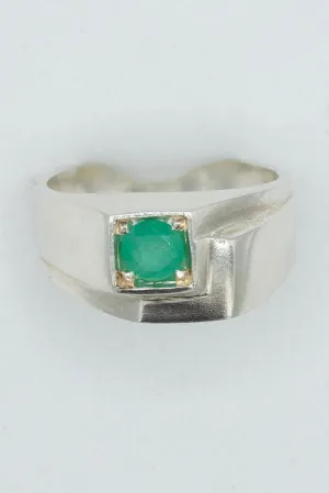 Emerald, sterling silver and Columbian emerald chunky ring