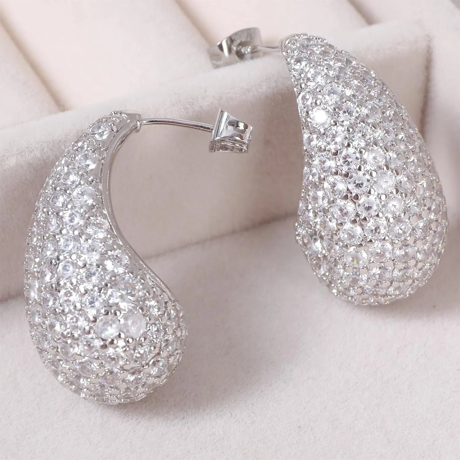 Enamel Cubic Zirconia Waterdrop Earrings for Women Colorful Chunky Teardrop Earrings 18K/14K/Rhoudium Gold Plated CZ Enamel Earrings Jewelry Gift for Girlfriend Wife Sister