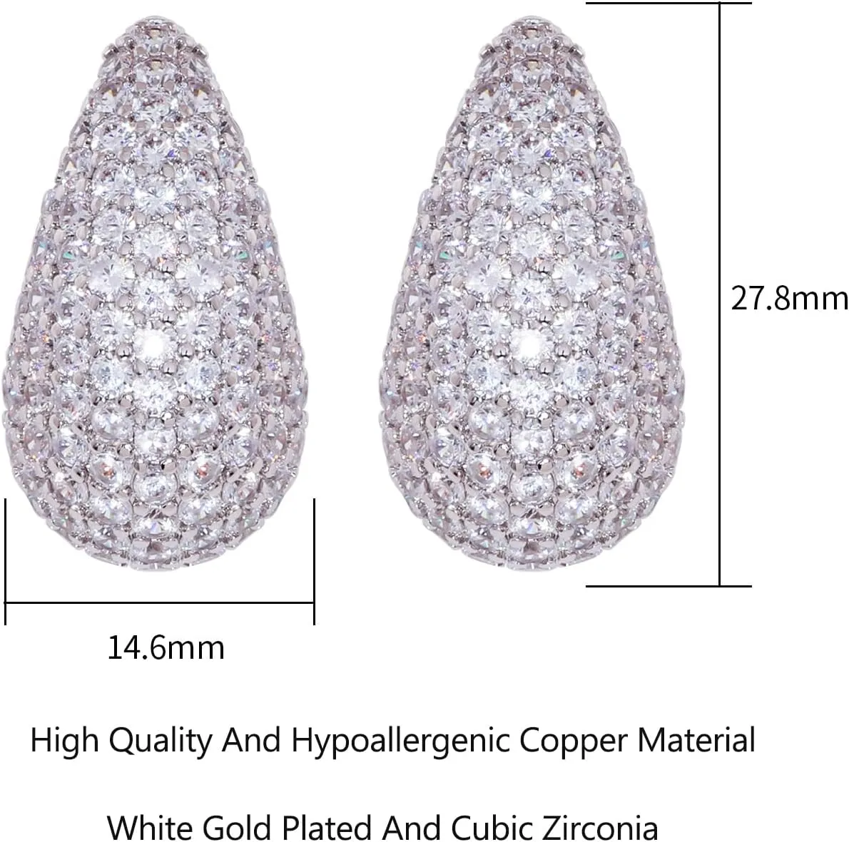 Enamel Cubic Zirconia Waterdrop Earrings for Women Colorful Chunky Teardrop Earrings 18K/14K/Rhoudium Gold Plated CZ Enamel Earrings Jewelry Gift for Girlfriend Wife Sister