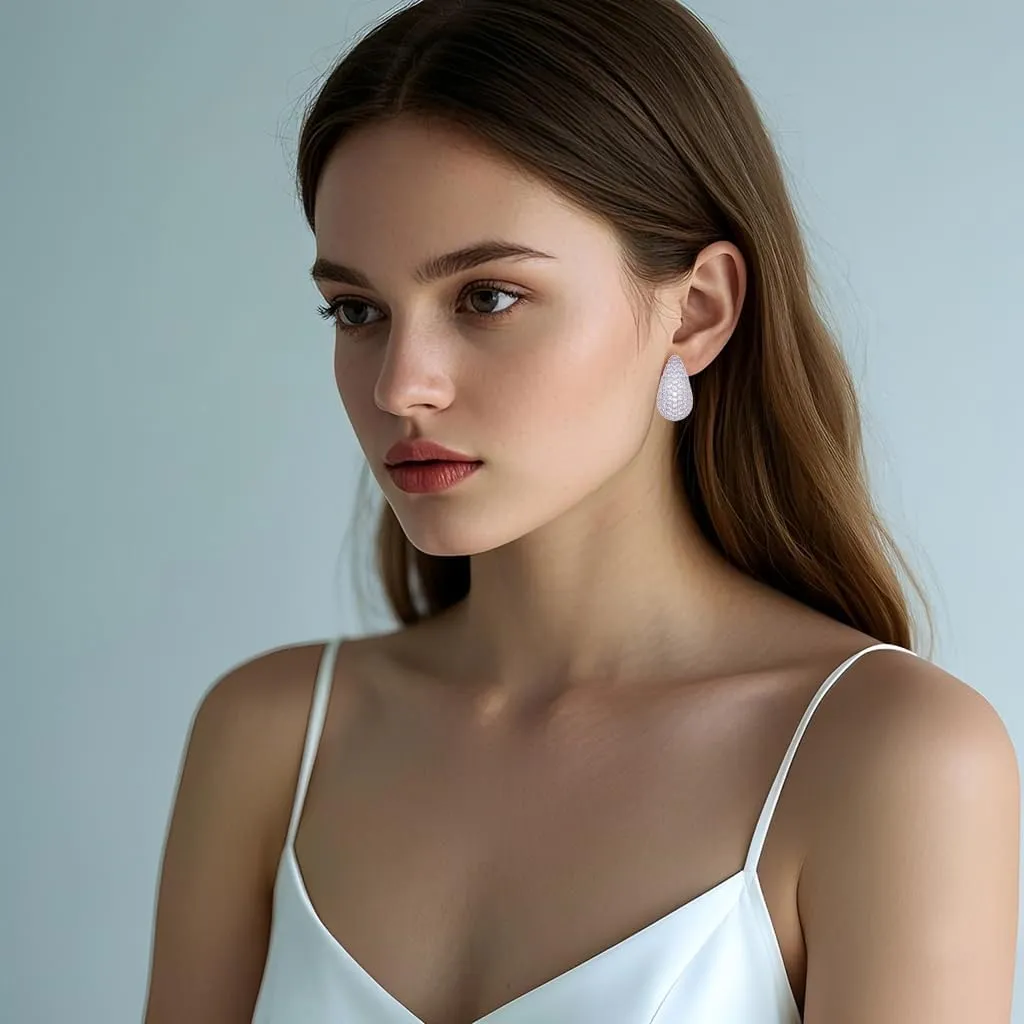 Enamel Cubic Zirconia Waterdrop Earrings for Women Colorful Chunky Teardrop Earrings 18K/14K/Rhoudium Gold Plated CZ Enamel Earrings Jewelry Gift for Girlfriend Wife Sister
