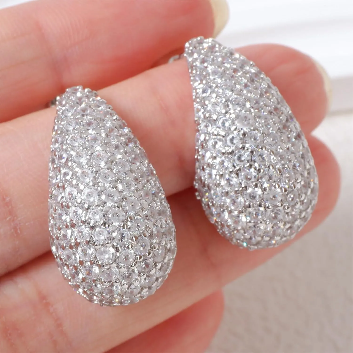 Enamel Cubic Zirconia Waterdrop Earrings for Women Colorful Chunky Teardrop Earrings 18K/14K/Rhoudium Gold Plated CZ Enamel Earrings Jewelry Gift for Girlfriend Wife Sister
