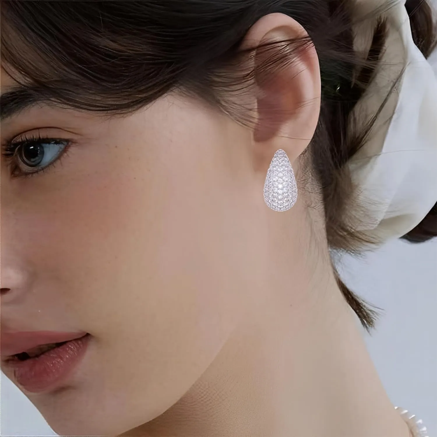 Enamel Cubic Zirconia Waterdrop Earrings for Women Colorful Chunky Teardrop Earrings 18K/14K/Rhoudium Gold Plated CZ Enamel Earrings Jewelry Gift for Girlfriend Wife Sister