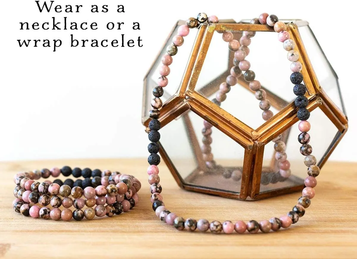 Essential Oil Lava Rock Diffuser Bracelet - HANDMADE IN THE USA - Aromatherapy Gemstone Bracelets for Women - Relaxation Gift for Women
