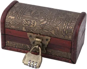 Estink Wooden Jewelry Storage Box Vintage European Classical Wooden Case Treasure Chest Case Trinket Box Container Home Decoration Jewelry Box with Password Lock