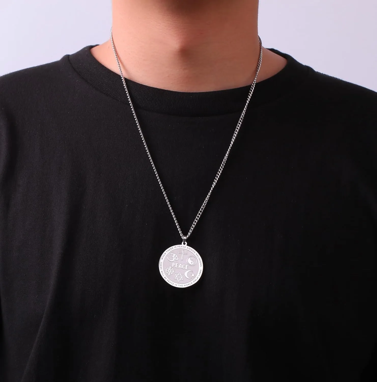 EUEAVAN Coexist in Peace Necklace Coexist Harmony Pendant om/Star of David/Crescent/Yin Yang/Cross/Peace Necklace Multi Religious Spiritual Necklace for Women Peace Amulet Jewelry Gift Men