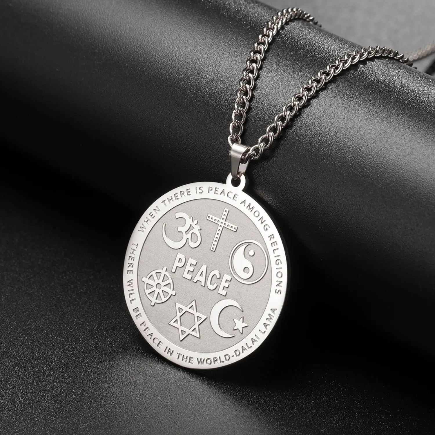 EUEAVAN Coexist in Peace Necklace Coexist Harmony Pendant om/Star of David/Crescent/Yin Yang/Cross/Peace Necklace Multi Religious Spiritual Necklace for Women Peace Amulet Jewelry Gift Men