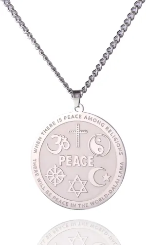 EUEAVAN Coexist in Peace Necklace Coexist Harmony Pendant om/Star of David/Crescent/Yin Yang/Cross/Peace Necklace Multi Religious Spiritual Necklace for Women Peace Amulet Jewelry Gift Men