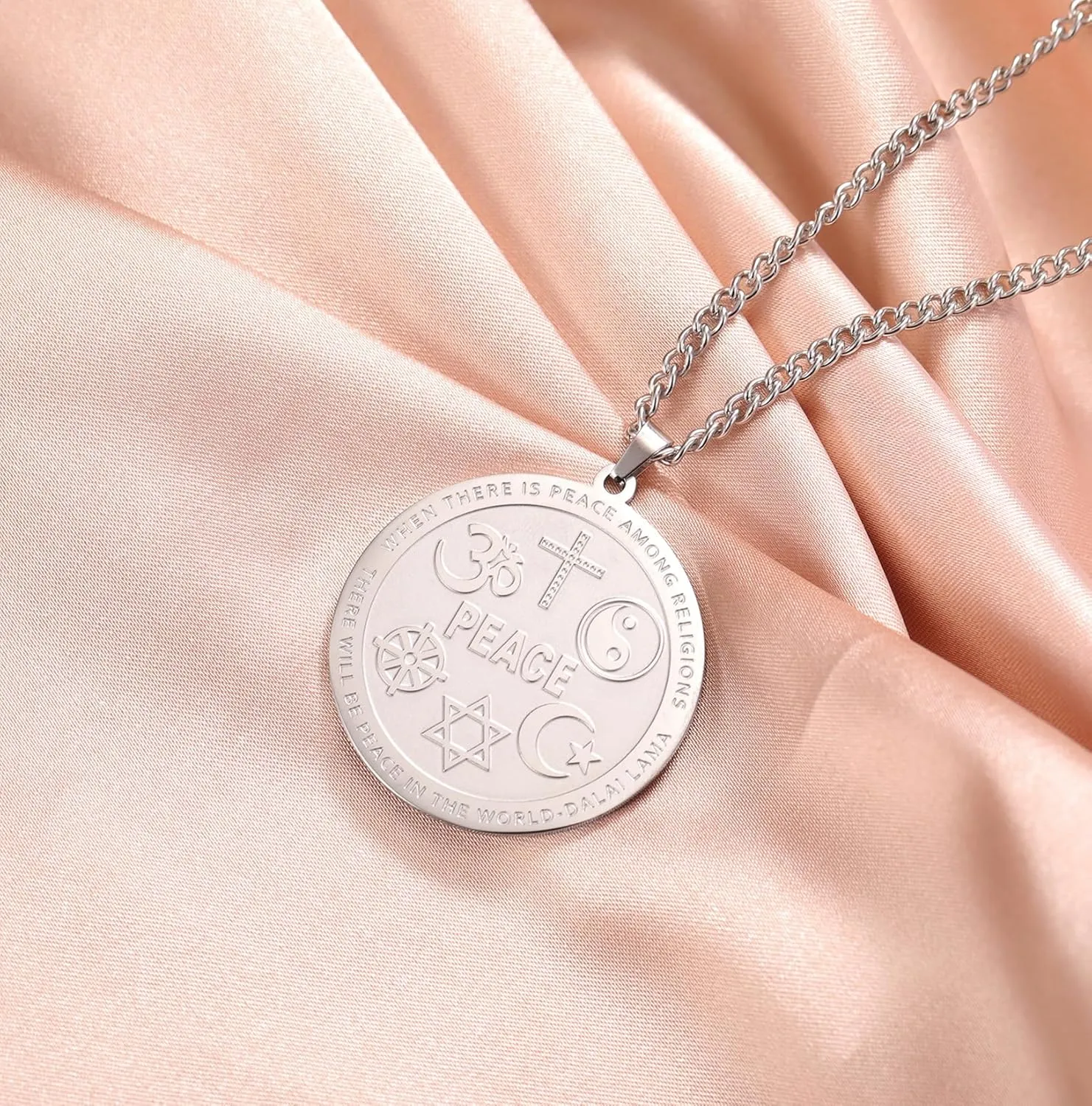 EUEAVAN Coexist in Peace Necklace Coexist Harmony Pendant om/Star of David/Crescent/Yin Yang/Cross/Peace Necklace Multi Religious Spiritual Necklace for Women Peace Amulet Jewelry Gift Men