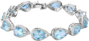 EVER FAITH Prong Cubic Zirconia Wedding Tennis Bracelets for Women, Teardrop Birthstone Bracelet for Women Prom, Bridal Jewelry