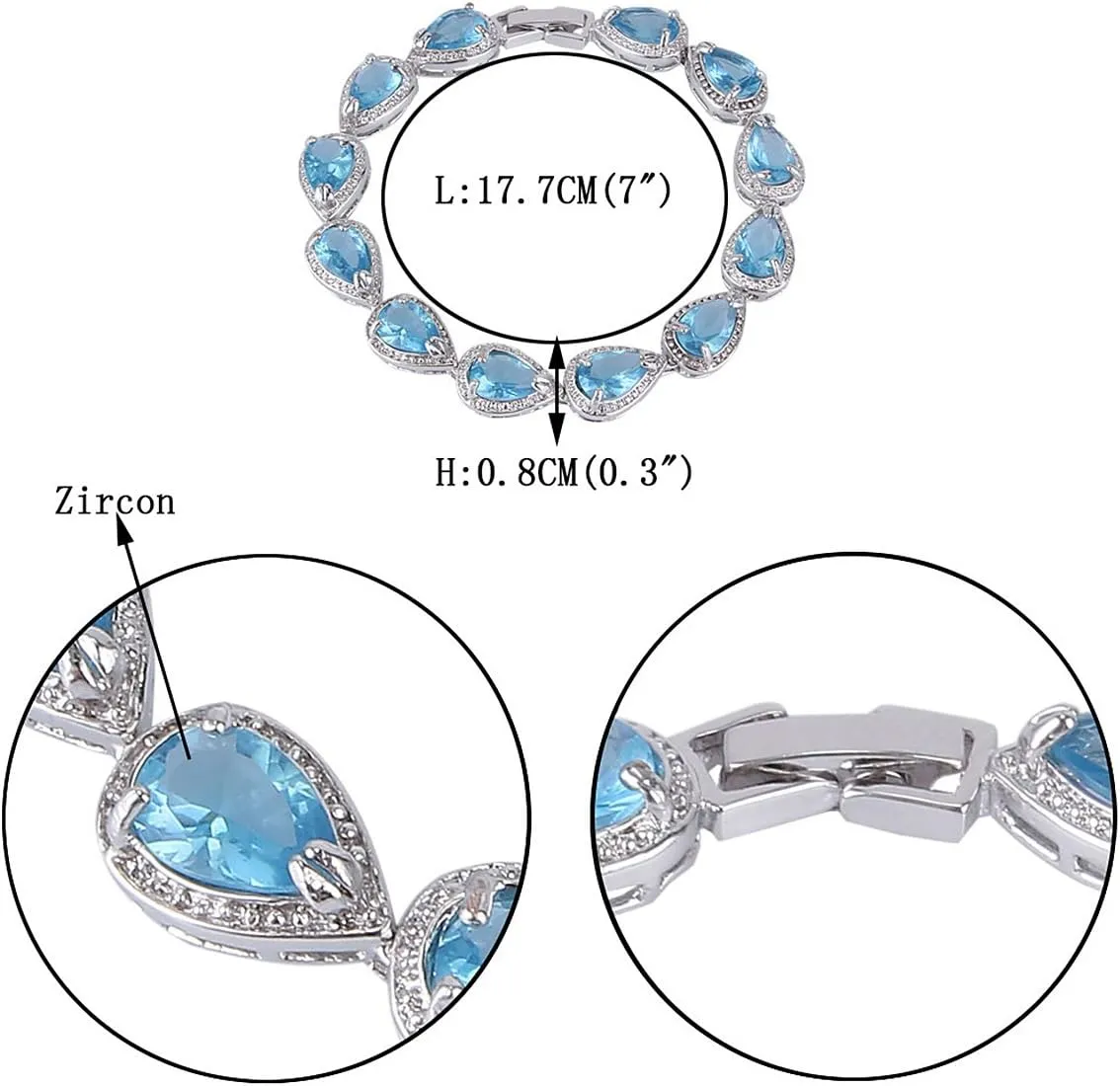 EVER FAITH Prong Cubic Zirconia Wedding Tennis Bracelets for Women, Teardrop Birthstone Bracelet for Women Prom, Bridal Jewelry