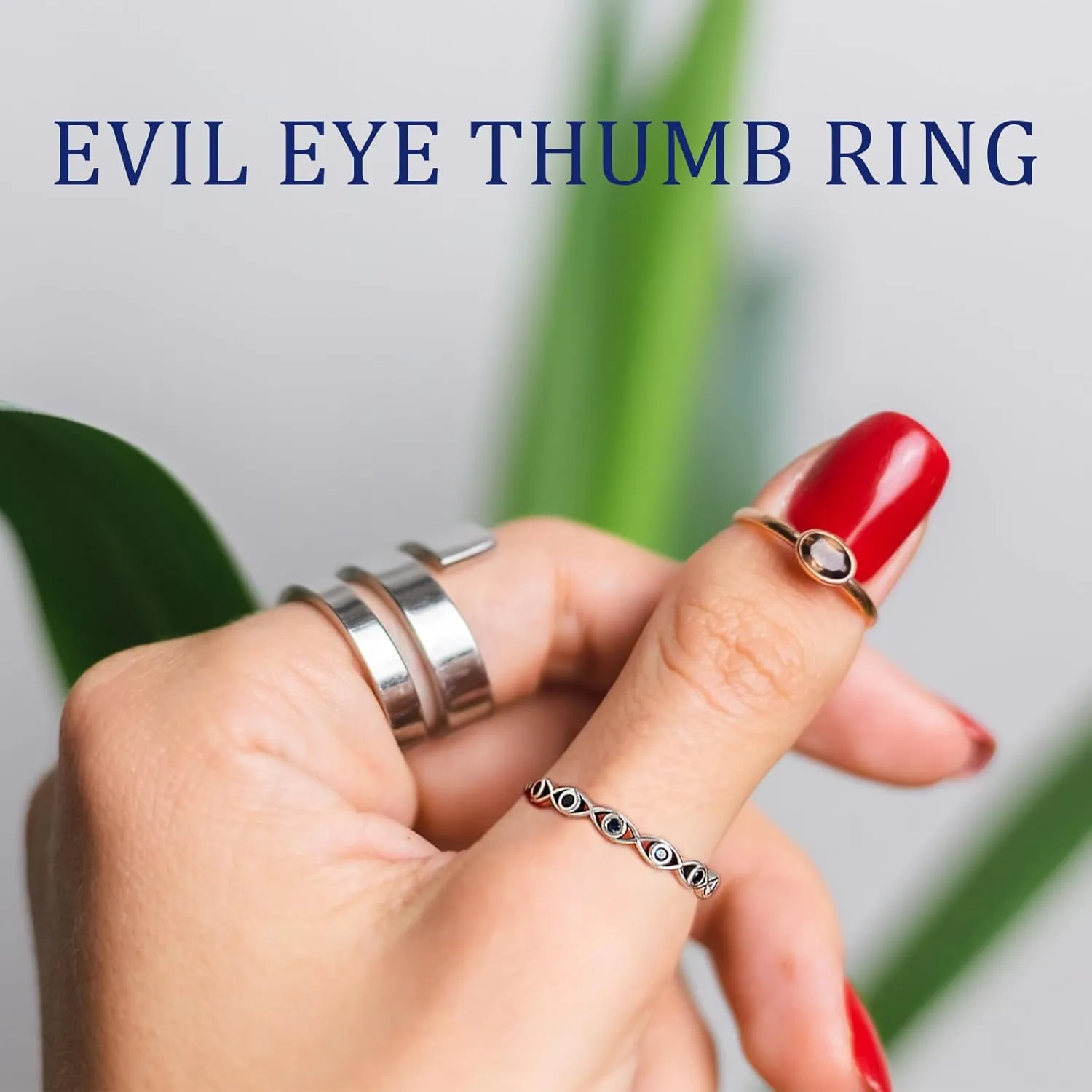 Evil Eye Infinity Ring for Women: 925 Sterling Silver Blue Eyes Stackable Rings Wedding Eternity Band Engagement Promise Cubic Zirconia Bands, Cute Rings Jewelry Birthday Presents Size 6-9
