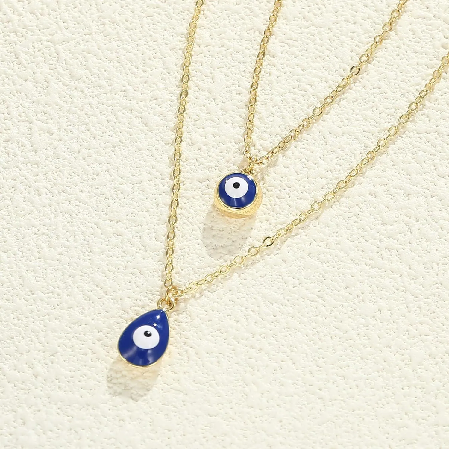 Evil Eye Necklace for Women, 14K Gold Plated Delicate Jewelry Evil Eye Necklace Blue White CZ Diamond Eye Pendant Necklace Cute Boho Tiny Evil Eye Lucky Protection Jewelry Gift for Women