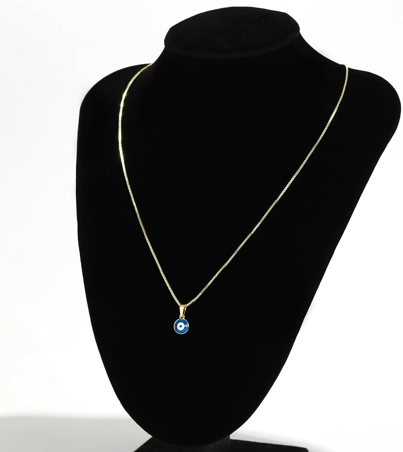 Evil Eye Necklace for Women, 14K Gold Plated Delicate Jewelry Evil Eye Necklace Blue White CZ Diamond Eye Pendant Necklace Cute Boho Tiny Evil Eye Lucky Protection Jewelry Gift for Women