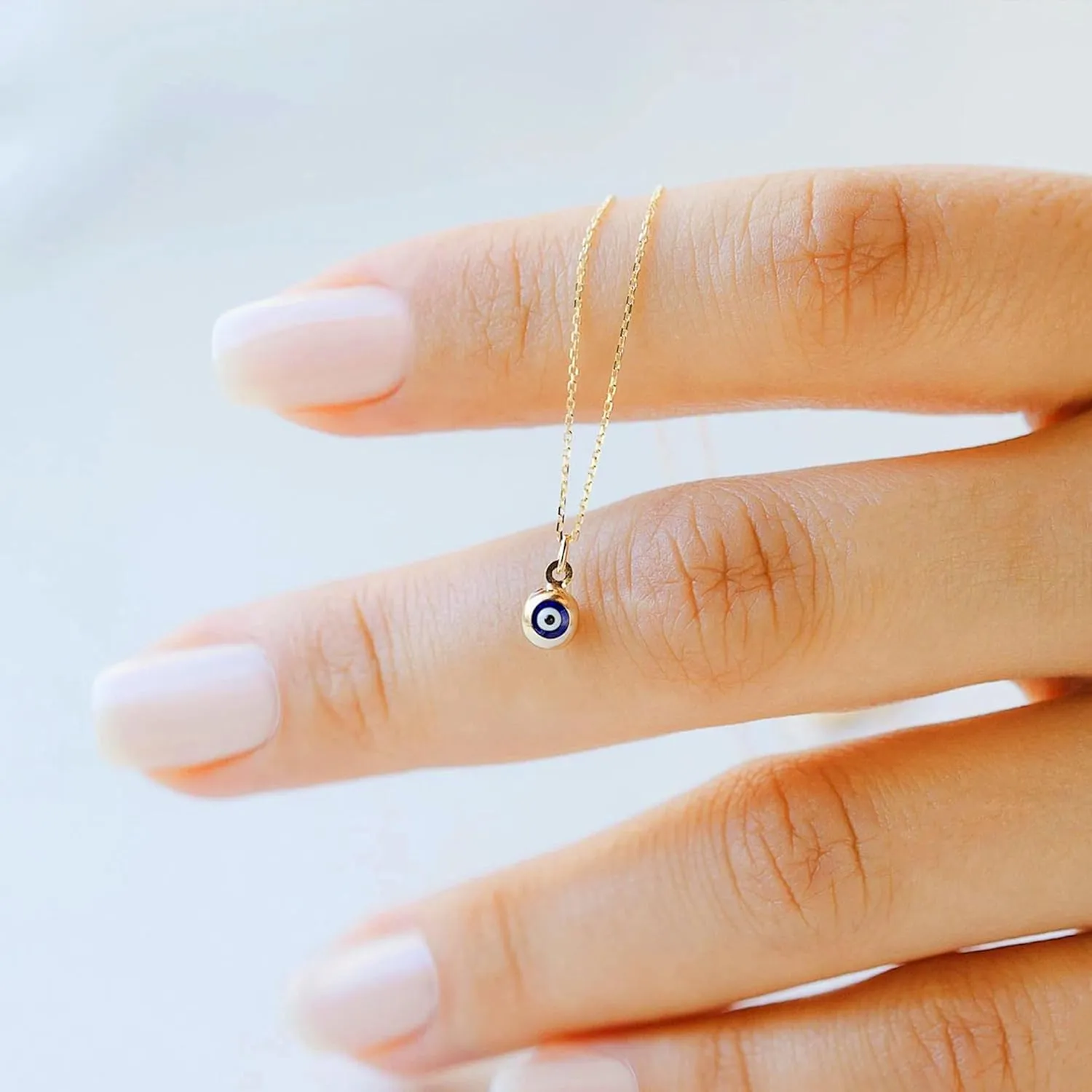 Evil Eye Necklace for Women, 14K Gold Plated Delicate Jewelry Evil Eye Necklace Blue White CZ Diamond Eye Pendant Necklace Cute Boho Tiny Evil Eye Lucky Protection Jewelry Gift for Women