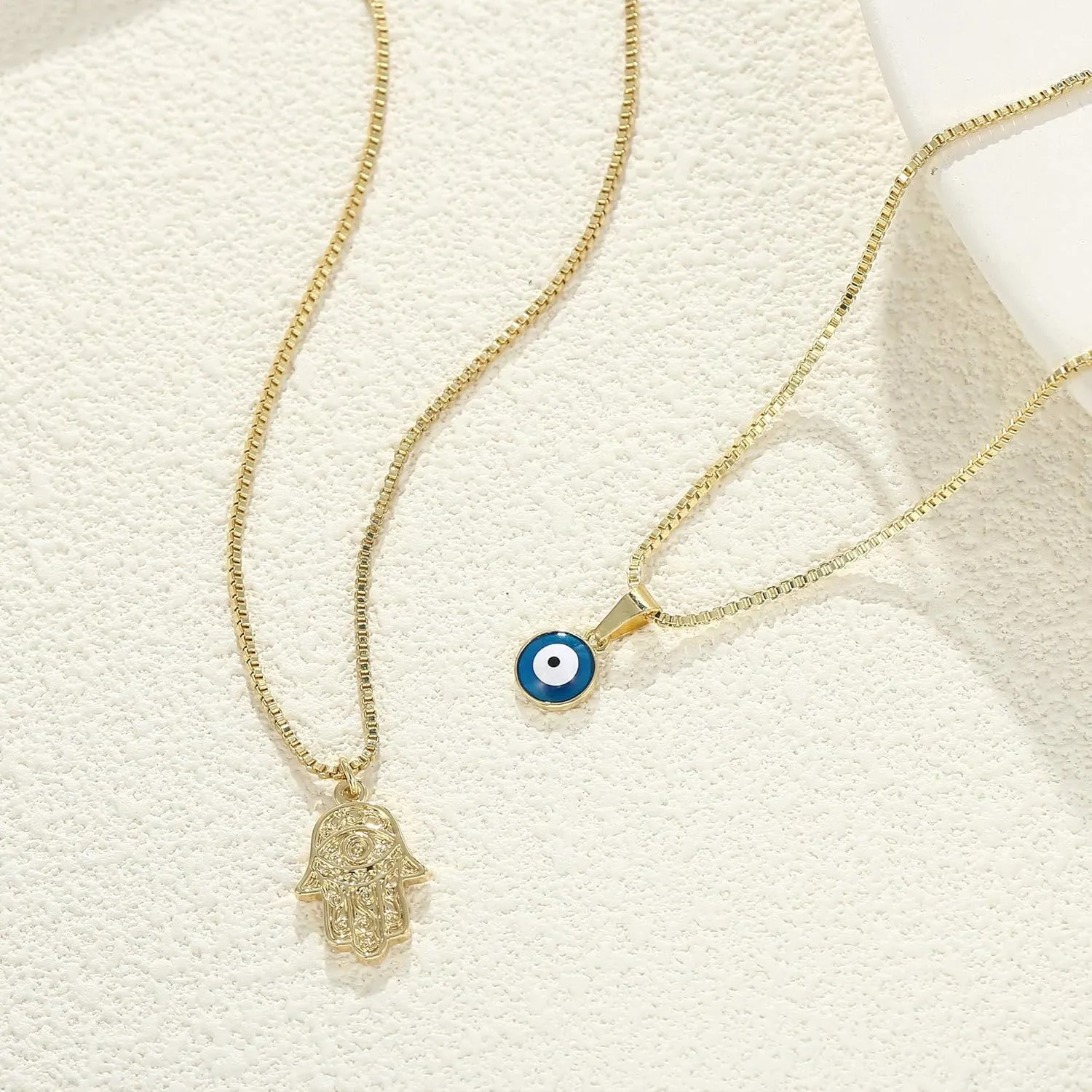 Evil Eye Necklace for Women, 14K Gold Plated Delicate Jewelry Evil Eye Necklace Blue White CZ Diamond Eye Pendant Necklace Cute Boho Tiny Evil Eye Lucky Protection Jewelry Gift for Women
