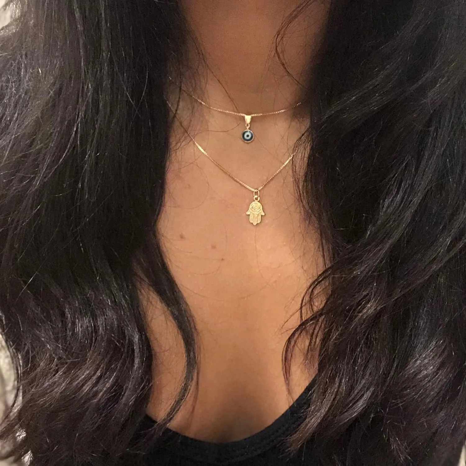 Evil Eye Necklace for Women, 14K Gold Plated Delicate Jewelry Evil Eye Necklace Blue White CZ Diamond Eye Pendant Necklace Cute Boho Tiny Evil Eye Lucky Protection Jewelry Gift for Women