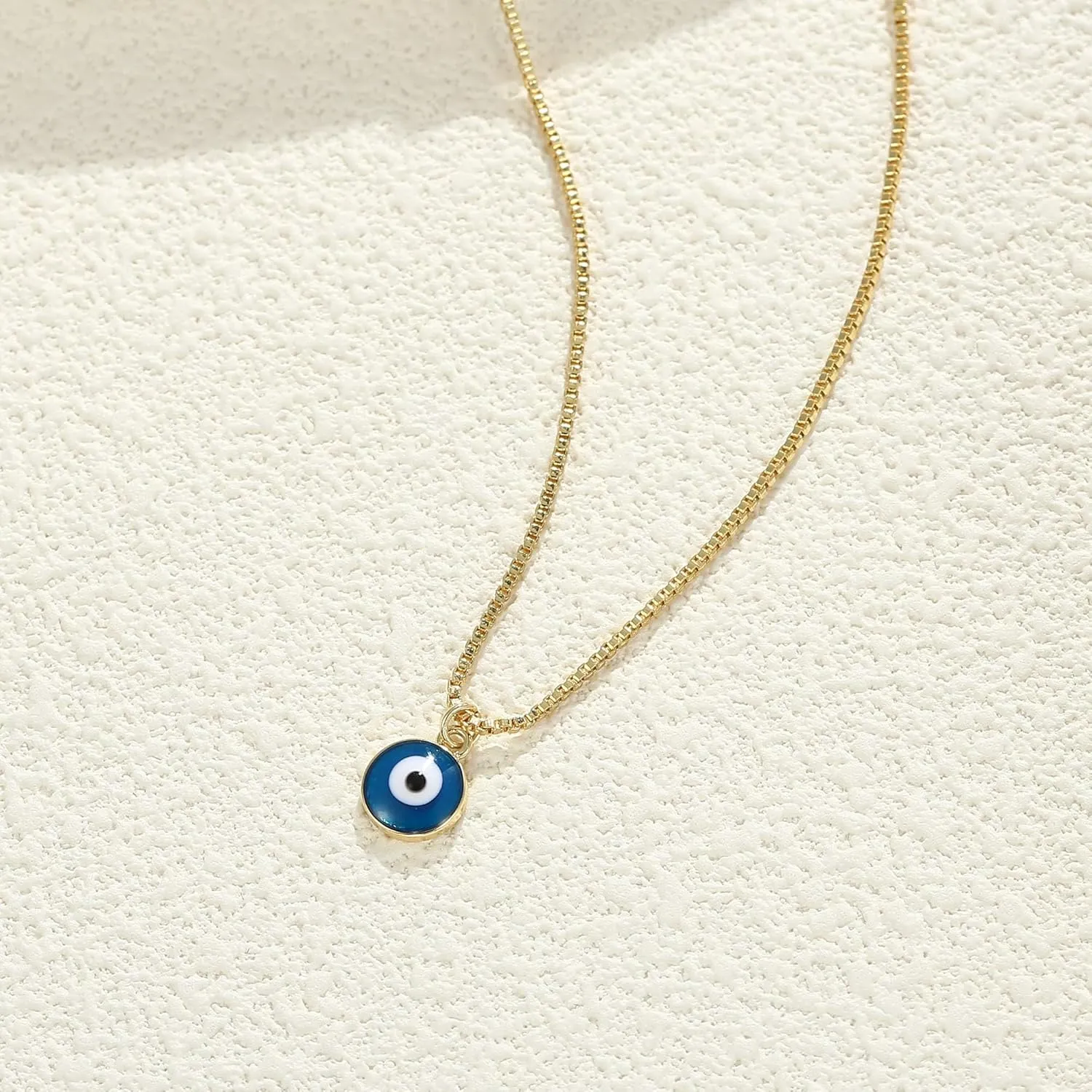 Evil Eye Necklace for Women, 14K Gold Plated Delicate Jewelry Evil Eye Necklace Blue White CZ Diamond Eye Pendant Necklace Cute Boho Tiny Evil Eye Lucky Protection Jewelry Gift for Women