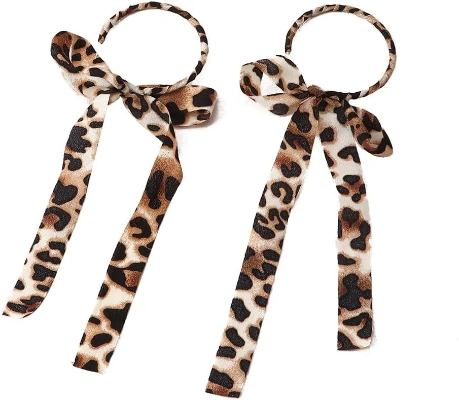 Fabric Half Hoop Earring for Women Girls Sweet Delicate Cloth Bow Earrings Style Unique Long Ribbon Bowknot Tassel Dangle Drop Earrings Fashion Bohemian Lightweight Handmade Jewelry Gift