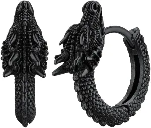 FaithHeart Viking Animals Huggie Hoop Earrings for Men, Gothic Dragon/Snake/Dinosaur/Wolf Earrings Stainless Steel Hypoallergenic Lightweight Stud Earrings Mens Punk Rock Jewelry Gift