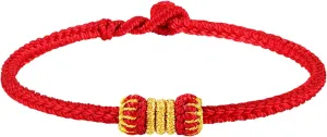 Fashion Women Men Handmade Golden Wire and Red Rope Braided Chinese Lantern Shape Braided Couple Bracelets Lucky Red String Feng Shui Bracelet Distance Friendship Love Jewelry Gifts