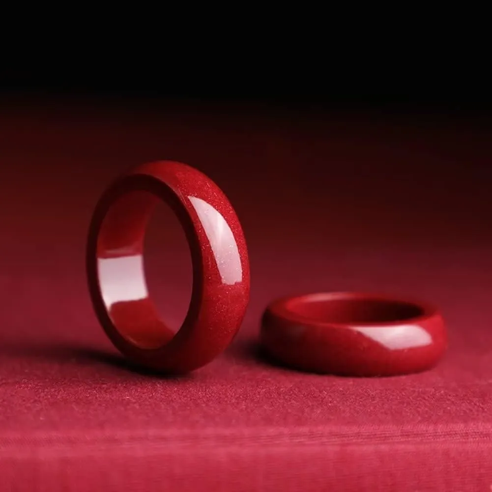 Feng Shui Cinnabar Ring Wealth Protection Good Luck Money Amulet Lucky Rings for Men Women