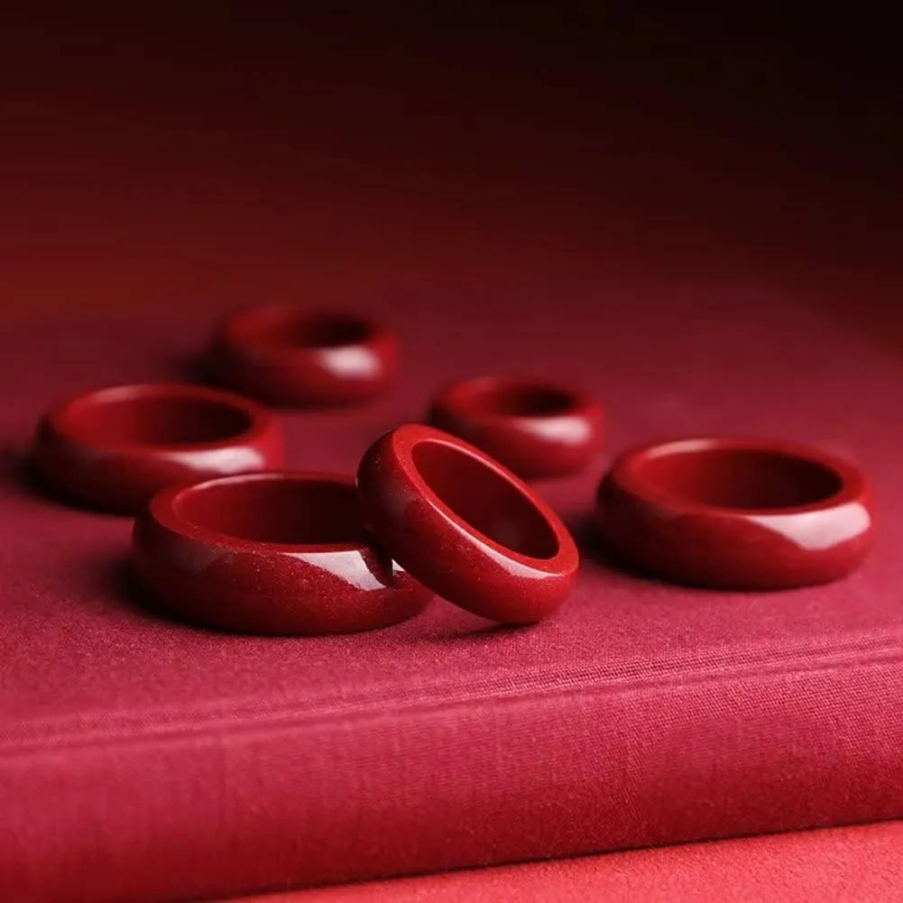 Feng Shui Cinnabar Ring Wealth Protection Good Luck Money Amulet Lucky Rings for Men Women