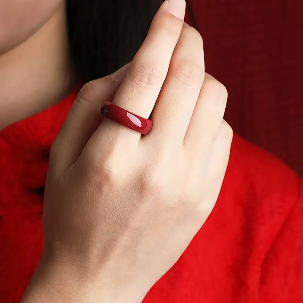 Feng Shui Cinnabar Ring Wealth Protection Good Luck Money Amulet Lucky Rings for Men Women