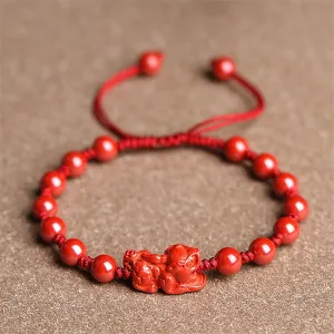 Fengshui Cinnabar pixiu Wealth Bracelet Red Reiki Healing Crystal Bracelet Buddhist Bead Amulet Attract Wealth Good Luck Authentic Men Women
