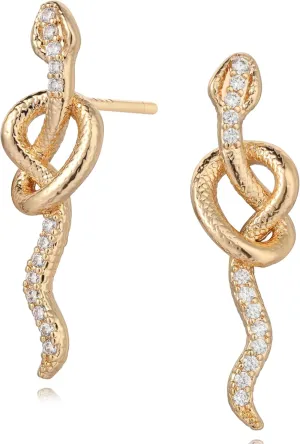 FETTERO Gold Earrings for Women Snake Earrings 14K Gold Plated Boho Dainty Earrings Simple Delicate Handmade Stud Earrings Snake Shape Open C Hoops Hypoallergenic Earrings Gold Jewelry Gift