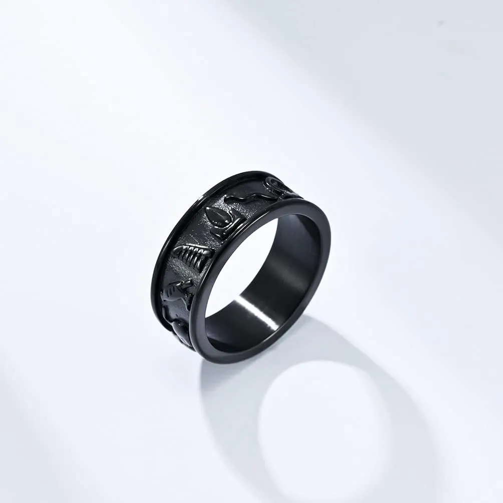 Fidget Rings Ankh Ring Stainless Steel Eye of Horus Rings Anubis Black/Silver/Gold Spinner Anxiety Ring Ancient Egyptian Symbol Protection Band Jewelry Gifts for Women Men