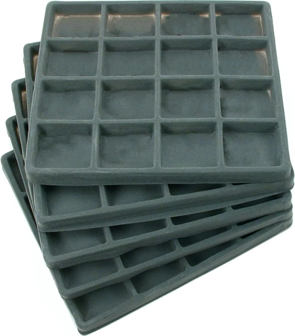 FindingKing 5 Gray 16 Slot 1/2 Size Jewelry Display Tray Inserts New