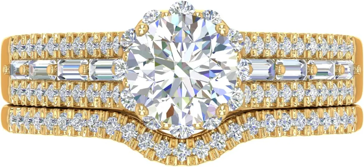 FINEROCK 1 Carat Diamond Bridal Ring Set in 14K Gold