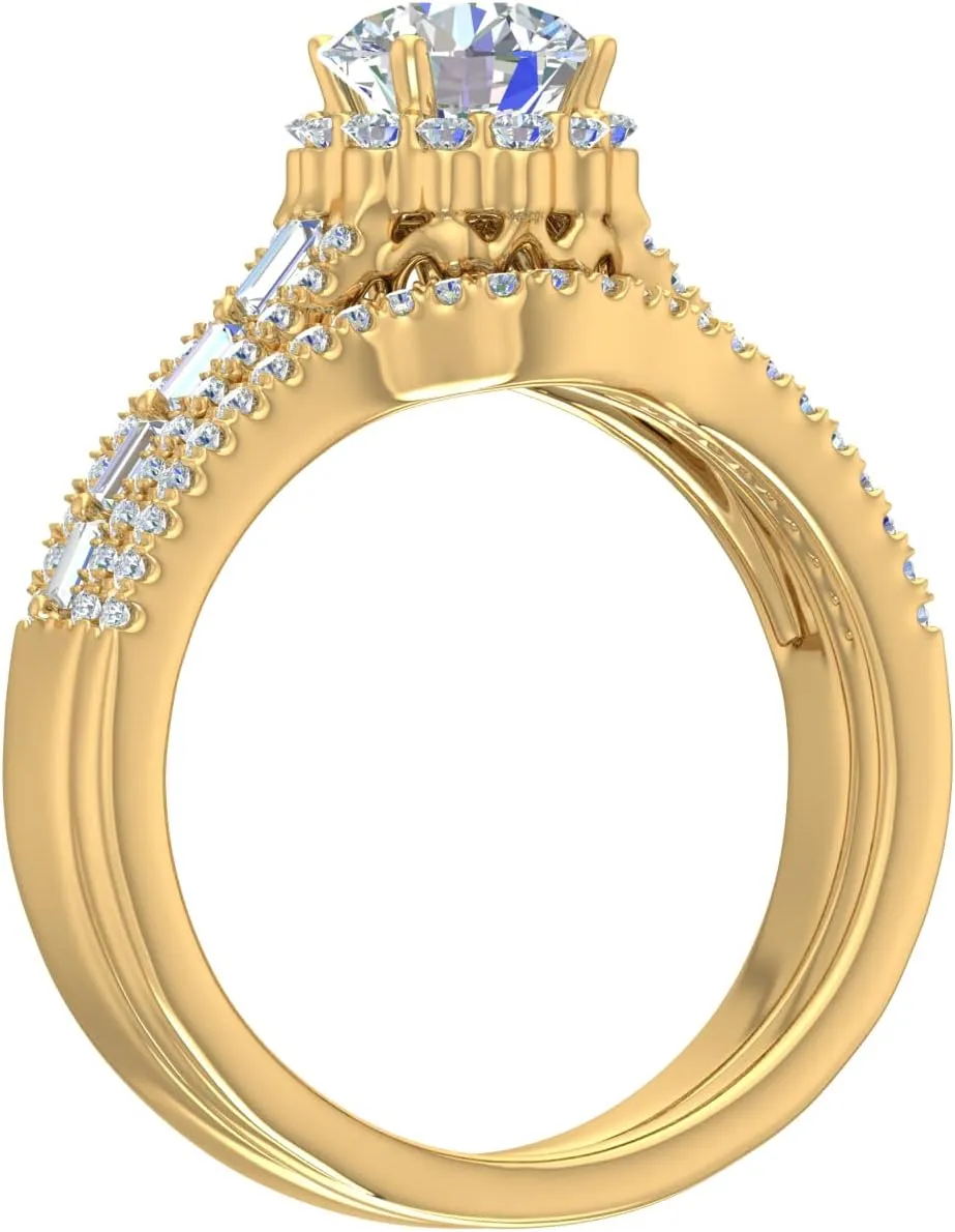 FINEROCK 1 Carat Diamond Bridal Ring Set in 14K Gold