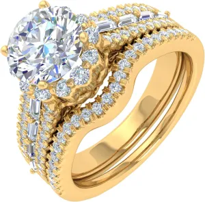 FINEROCK 1 Carat Diamond Bridal Ring Set in 14K Gold