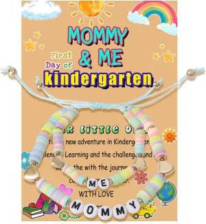 First Day of Kindergarten Bracelet, Mommy and Me Bracelet Set for 2 First Day of School Gifts Back to Schoo for Boys Girls and Mommy