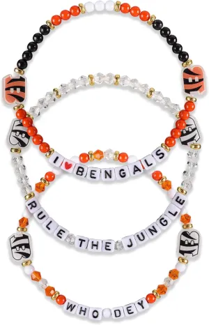 FOCO Cincinnati Bengals NFL White 3 Pack Team Friendship Bracelet