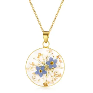 Forget-Me-Not and Queen Anne's Lace Pressed Wildflower Necklace | Gold Pressed Flower Necklace | Personalized Handmade Necklaces for Women | Forget-Me-Not Jewelry | Alaska State Flower Necklace | 18