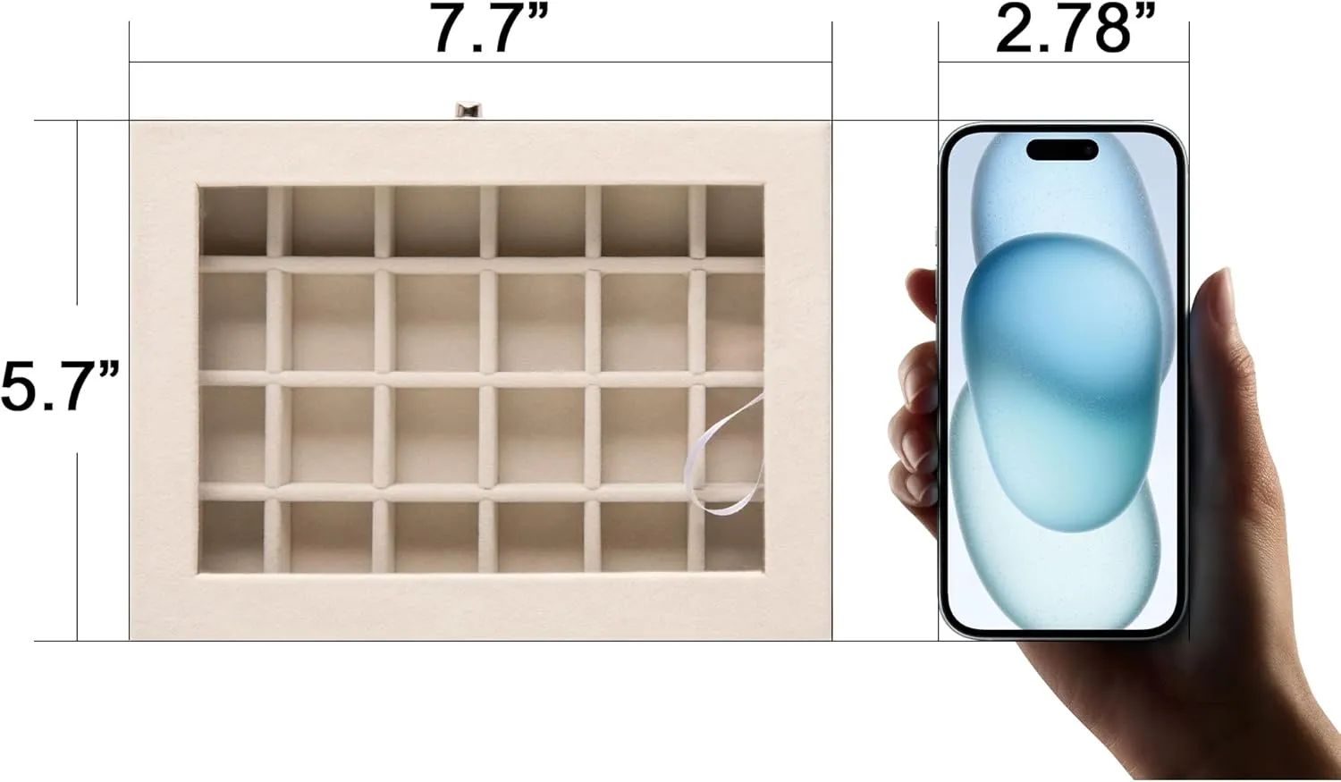Frebeauty 24 Grid Jewelry Tray,Velvet Stud Earring Organizer,Small Jewelry Organizer with Clear Lid,Lockable Earring Holder Organizer Jewelry Boxes & Organizer Ring Holder for Women & Girls(Turquoise)