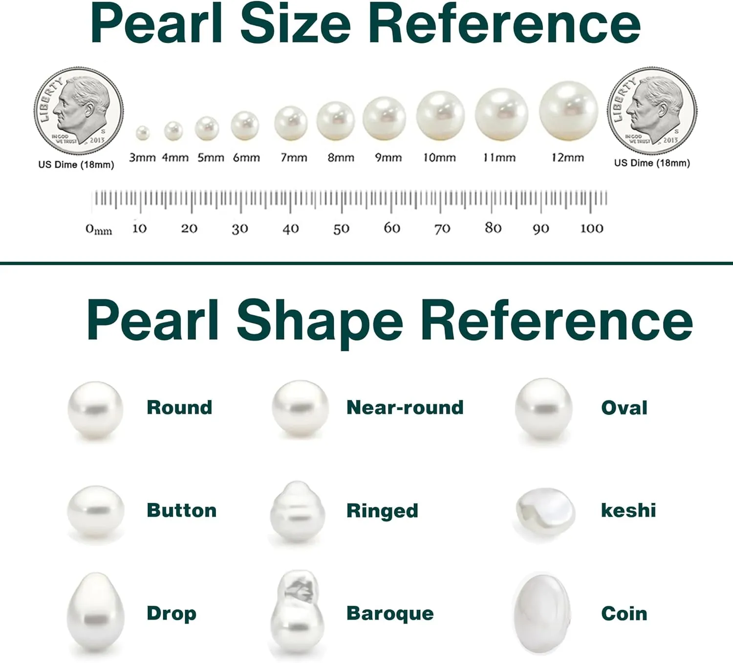Freshwater Cultured Pearl Earrings Stud AA Graded 5-11mm White Stud Earrings for Women with 925 Sterling Silver Settings and Jewelry Gift Box - Orien Jewelry