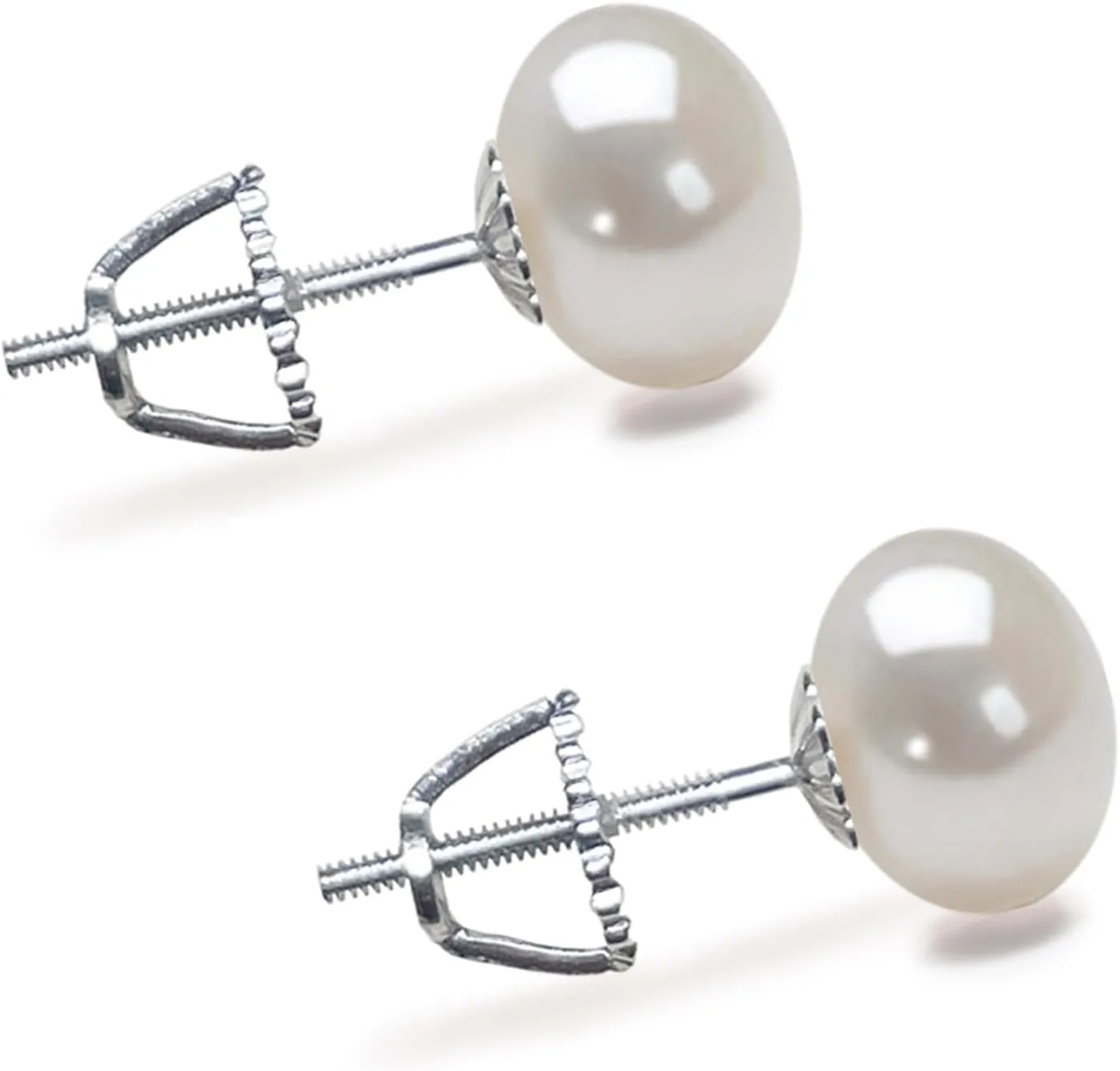 Freshwater Cultured Pearl Earrings Stud AA Graded 5-11mm White Stud Earrings for Women with 925 Sterling Silver Settings and Jewelry Gift Box - Orien Jewelry