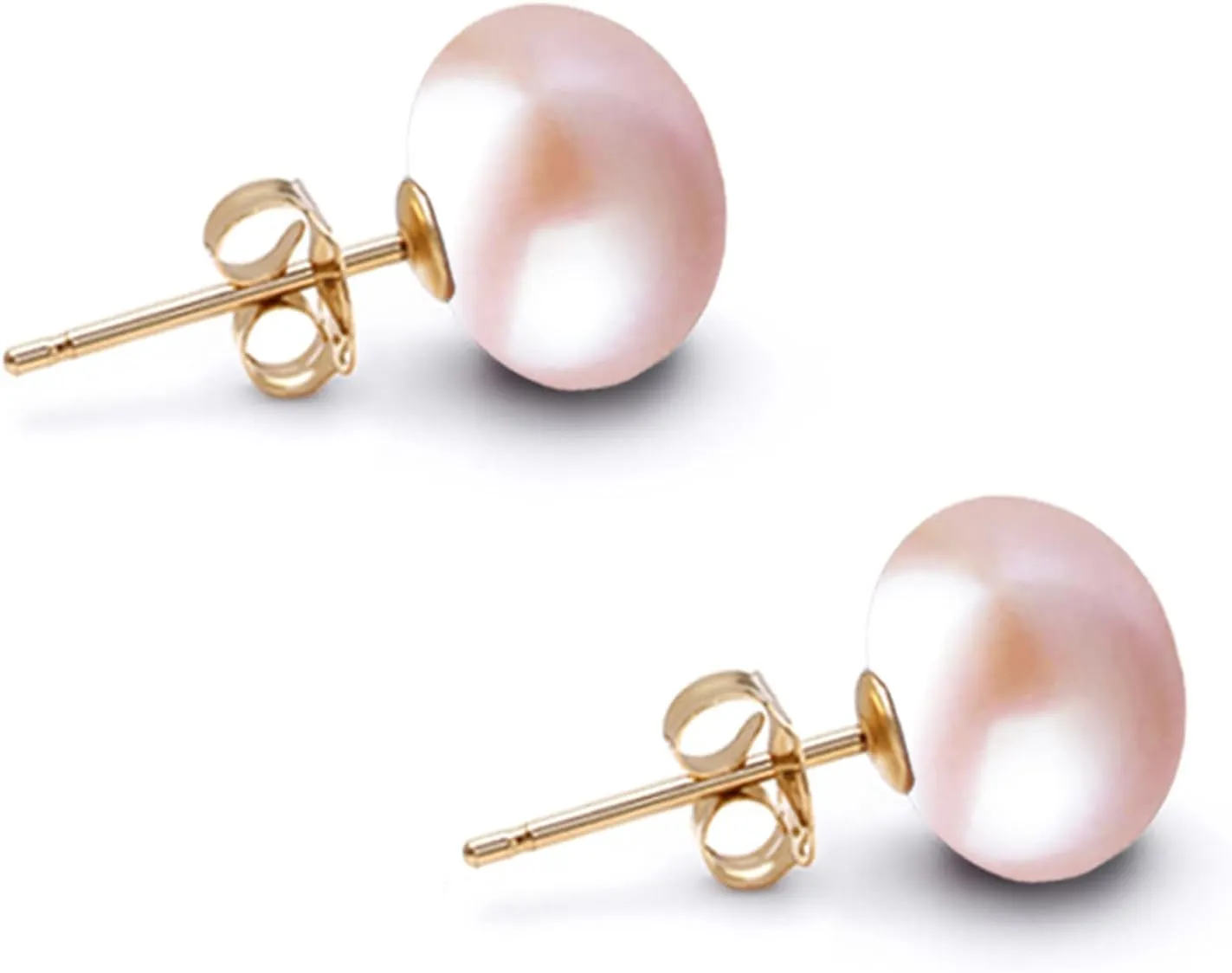 Freshwater Cultured Pearl Earrings Stud AA Graded 6-10mm Rosaline Color Stud Earrings for Women with 925 Sterling Silver Settings and Jewelry Gift Box - Orien Jewelry