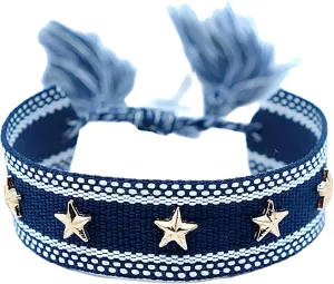 Friendship bracelet - Heart Rivet Braided Bracelets Cotton Fabric Charm Adjustable Tassel Rope Bangle for Women Lovers Jewellery 5