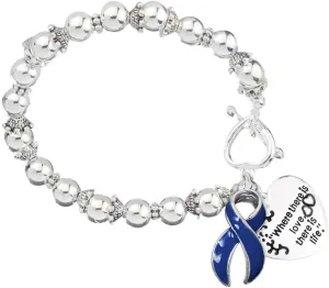 Fundraising For A Cause | Dark Blue Ribbon Bracelets  Where There is Love Bracelets for Alopecia, Colon Cancer, Child Abuse, Rectal Cancer, Huntingtons Disease & More