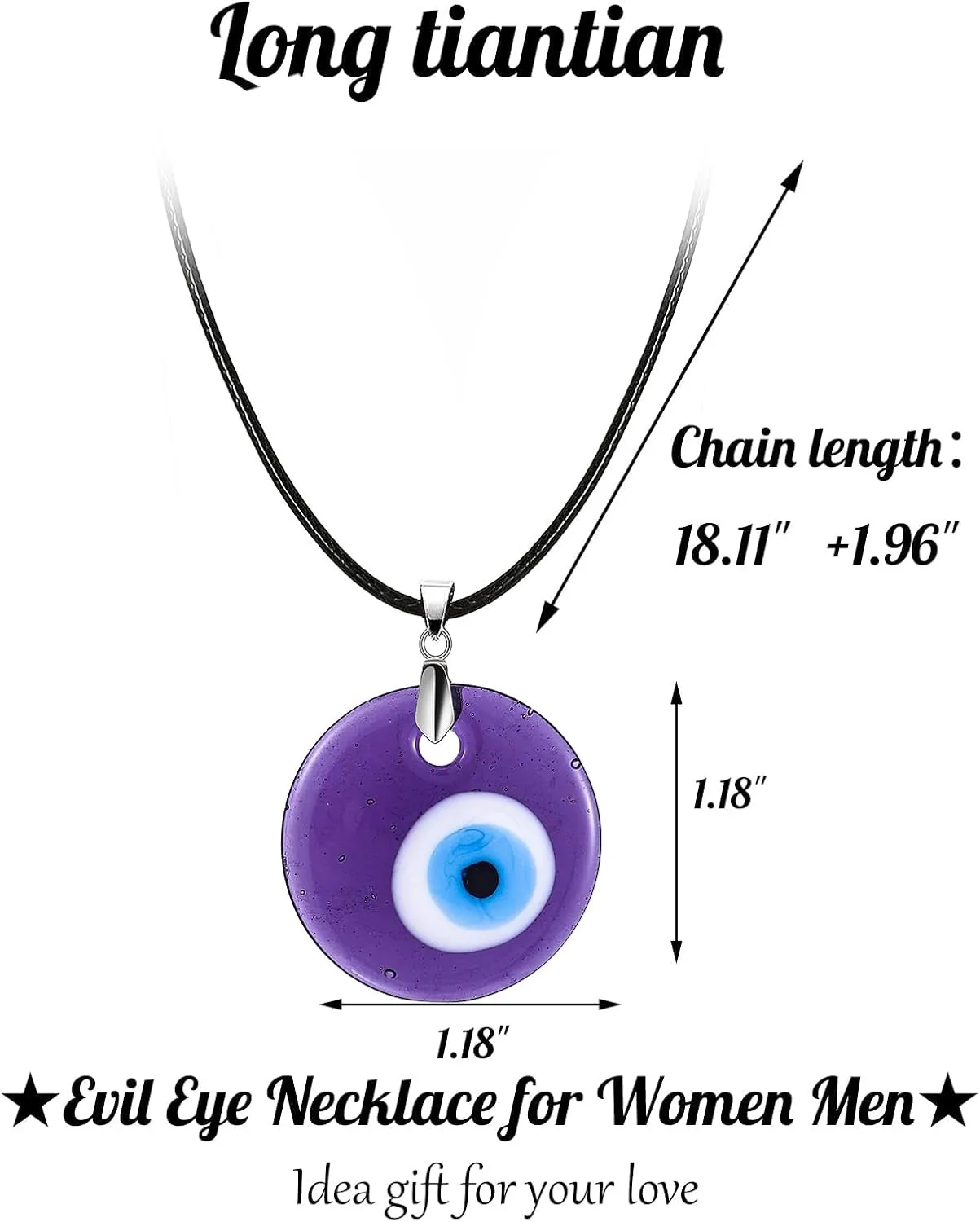 Fuqimanman2020 Lucky Blue Glass Turkish Evil Eye Pendant Necklace Set Leather Rope Hamsa Hand for Women Men Protection Ojo Prayer Religious Amulet Jewelry