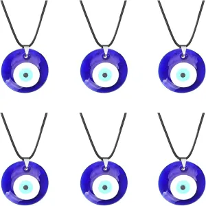 Fuqimanman2020 Lucky Blue Glass Turkish Evil Eye Pendant Necklace Set Leather Rope Hamsa Hand for Women Men Protection Ojo Prayer Religious Amulet Jewelry