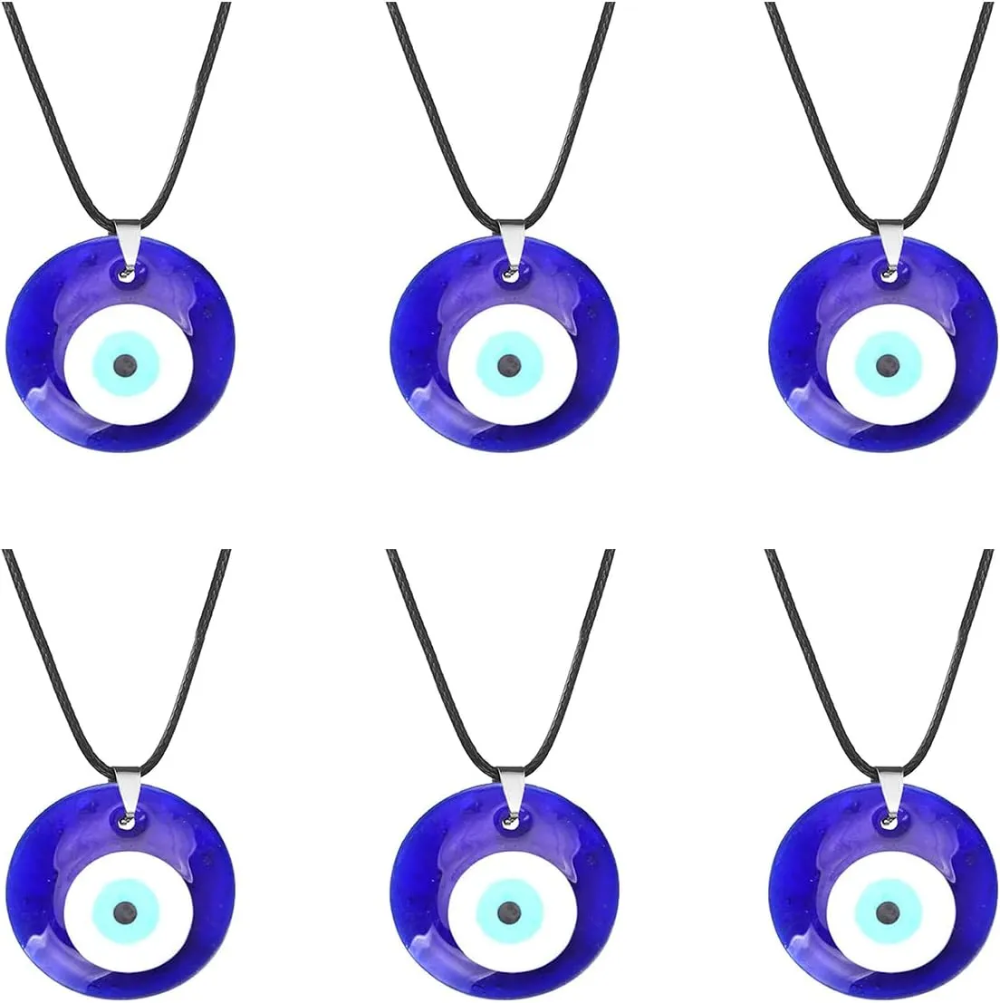 Fuqimanman2020 Lucky Blue Glass Turkish Evil Eye Pendant Necklace Set Leather Rope Hamsa Hand for Women Men Protection Ojo Prayer Religious Amulet Jewelry